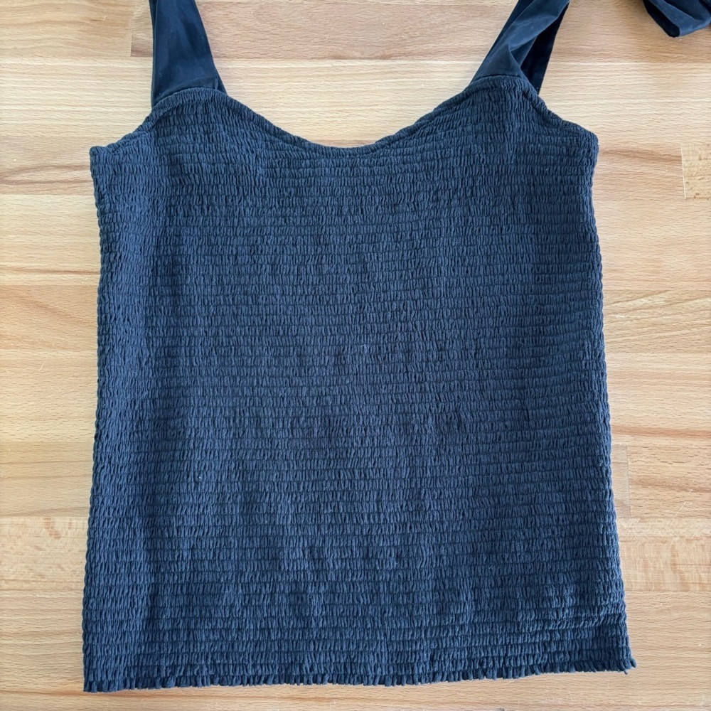 Nation LTD Women’s small black smock tank toe bow tie shoulders fitted ladies - Picture 6 of 10